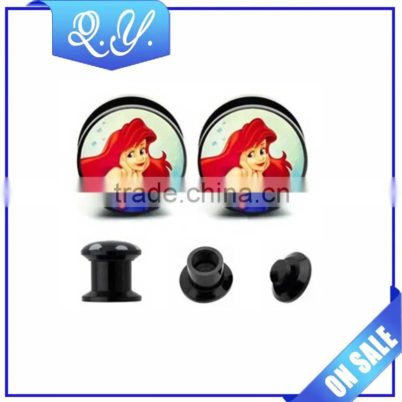 Custom Printing Tunnel Jewelry Plastic Screw Plug Ear Gauges Plug