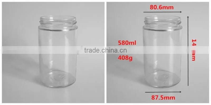 580ml Hermetic storage clear glass mason jar with seals and rings tin lid
