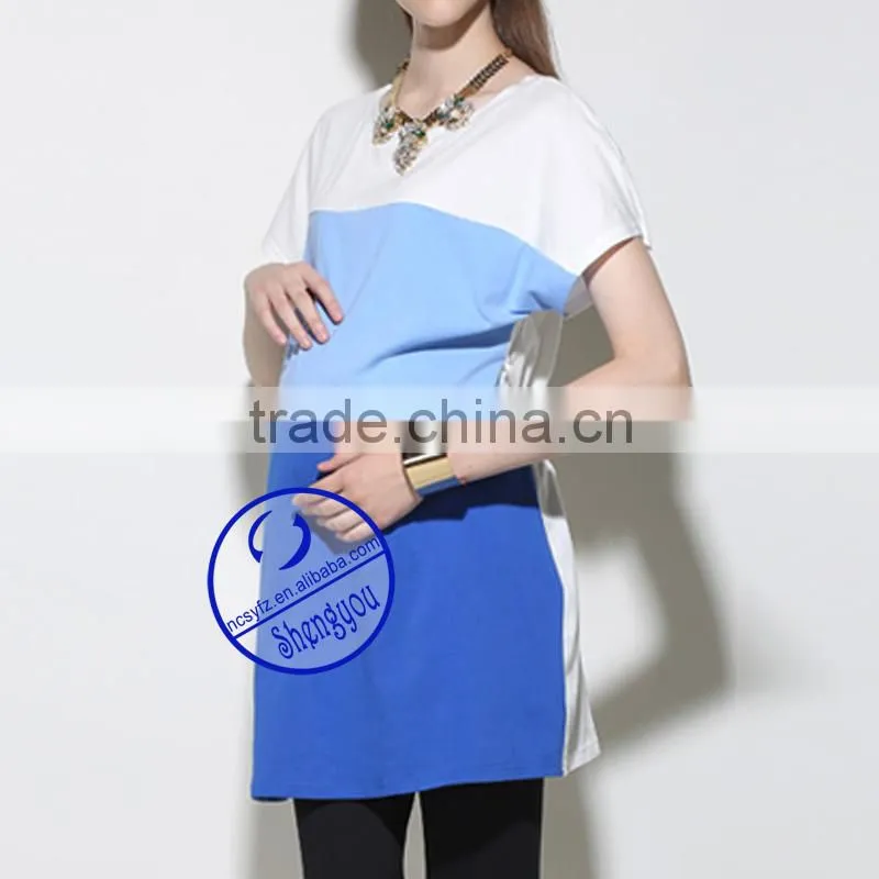 Custom spandex cotton plain short sleeve maternity clothing for pregnancy