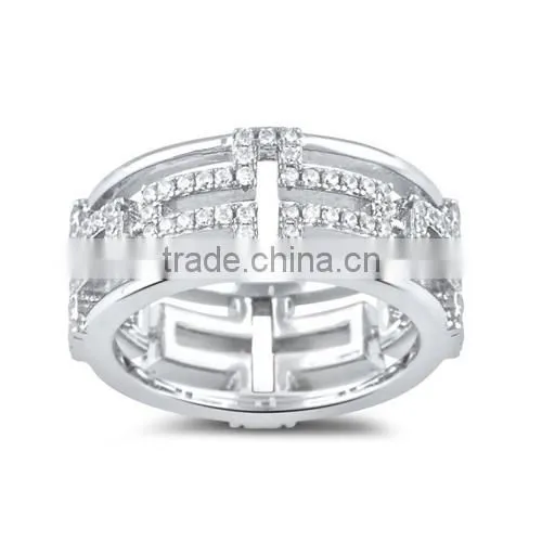 hot sale Sterling Silver Cross Eternity Cz Ring 925