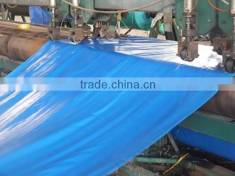 TEAR RESISTANT WATERPROOF PP /PE TARPAULIN BLUE COLOUR FINISHED STRIPED HEM 1 METER INTERVAL ANTI-AGING TRUCK-COVER ANTI-UV