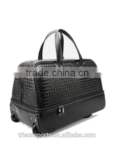 Design leather laptop travel trolley luggage bags, foldable traveling bag