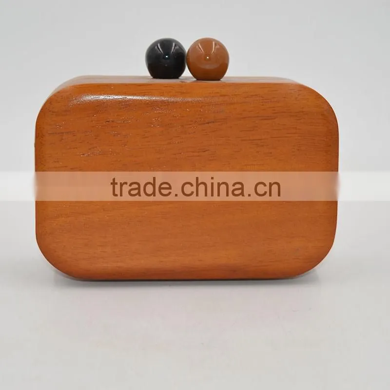 Fashion wood 20136 MiNi evening bag wood day clutch acrylic box bag chain women's cross-body handbag Nice Wooden Handbag