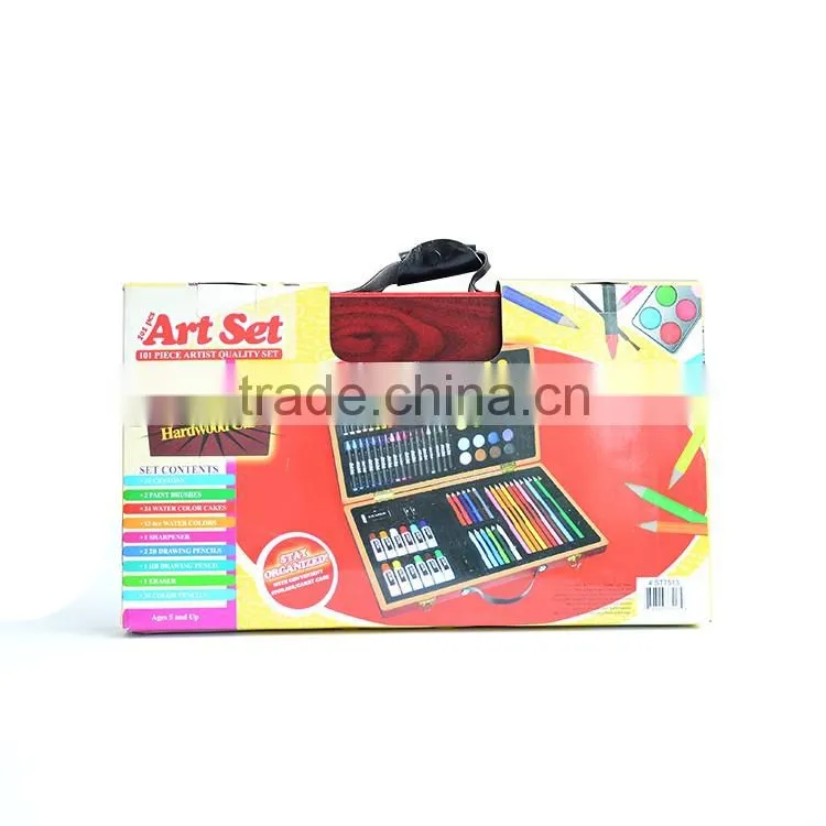 Professional high quality 101pcs art set with wooden box ,drawing stationery set