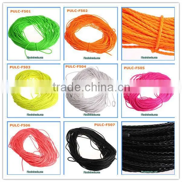 Wholesale 5mm Fluorescent White Waxed Leather Cords For Jewelry DIY 100 Metres/ Bundle PULC-F504
