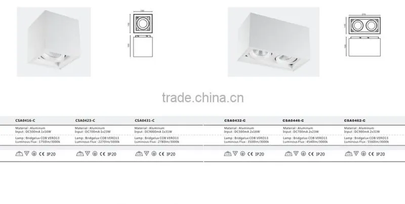 New fashion modern cob square led spot ceiling light16w