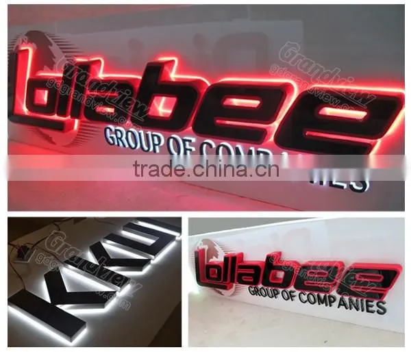 Reverse channel letter signs stainless steel alphabet letters