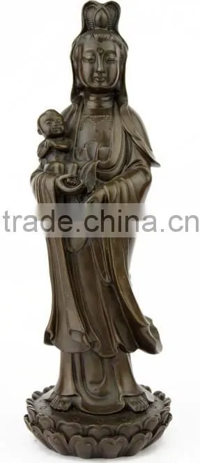 Hong Tze Collection-Brass Kwan Yin Hugging A Baby