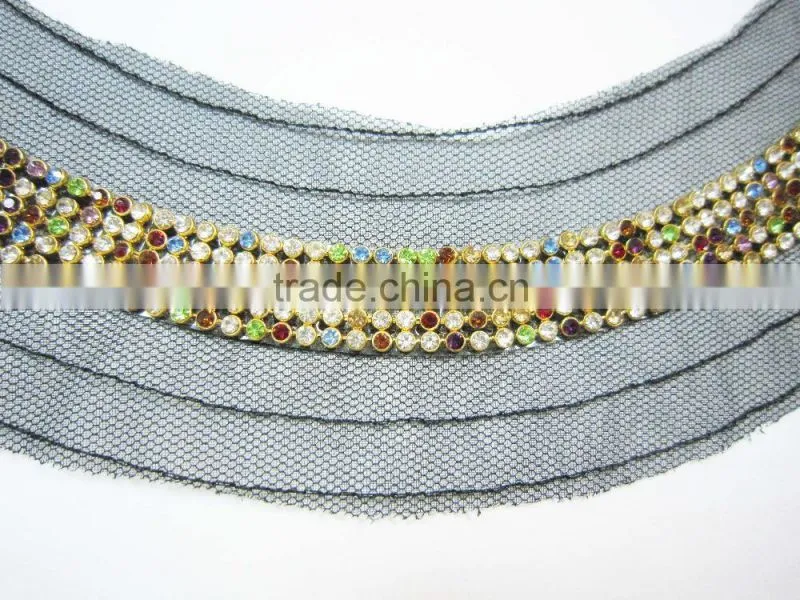 2MM Multi Color Rhinestone U Shape Collar Beaded Neckline Garment Accessories
