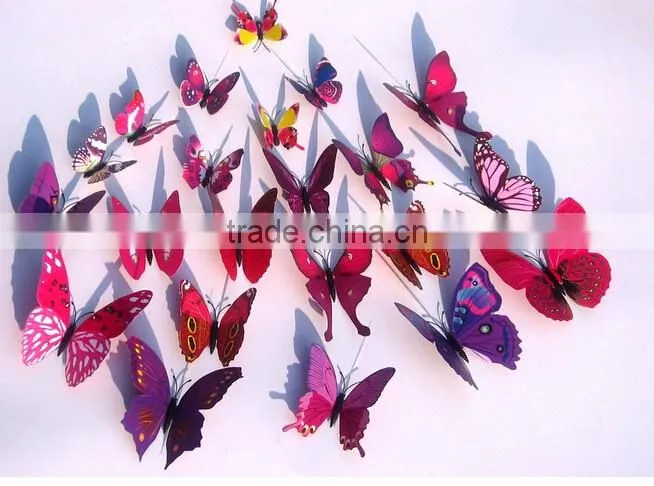 New 3D DIY 12PCS Multi-Color Butterfly Wall Sticker Home Wedding Room Art Decor