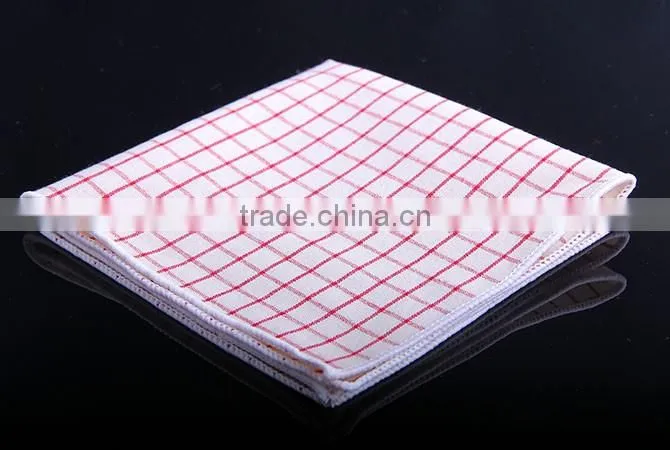 100% cotton red grid handkerchief pocket square hot sale