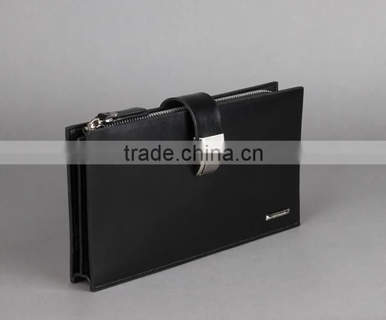 Lastest black leather metal chain wallet and purse for men