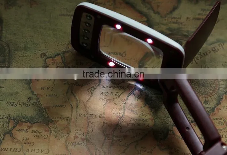 Click Me! 3X Times 9 LED lightsFolding handheld magnifier with acrylic lens