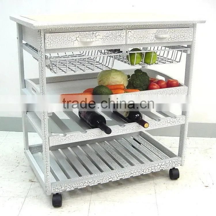 Bamboo Kitchen Serving Trolley Service Cart with Food Keeping Drawers and Casters Wheels for Sale