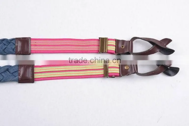 Custom Fashion Webbing Elastic Girls Suspender Leather Button End