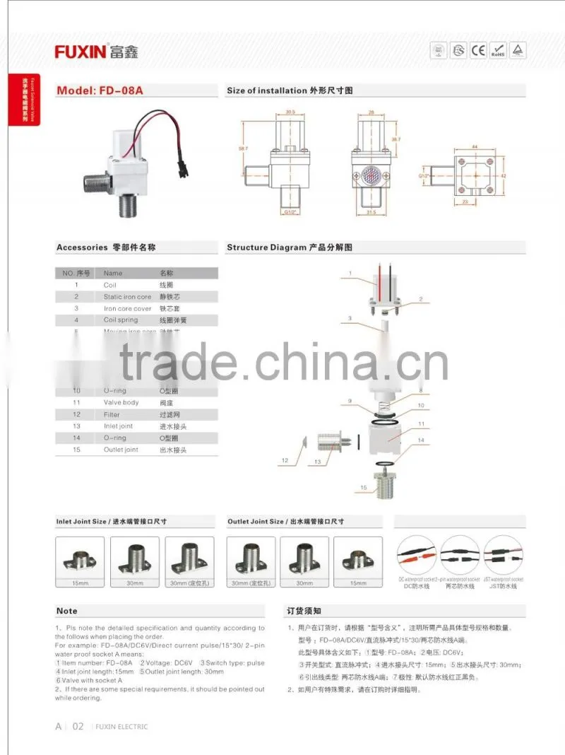 sensor sanitary water solenoid valve faucet touchless infrared latching water electric valve