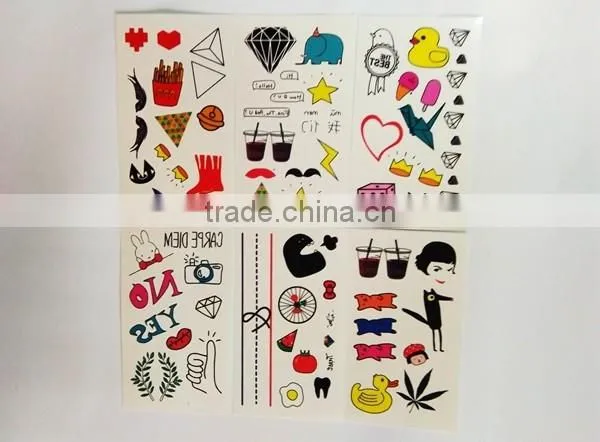 custom small size cute cartoon tattoo waterproof tattoo sticker