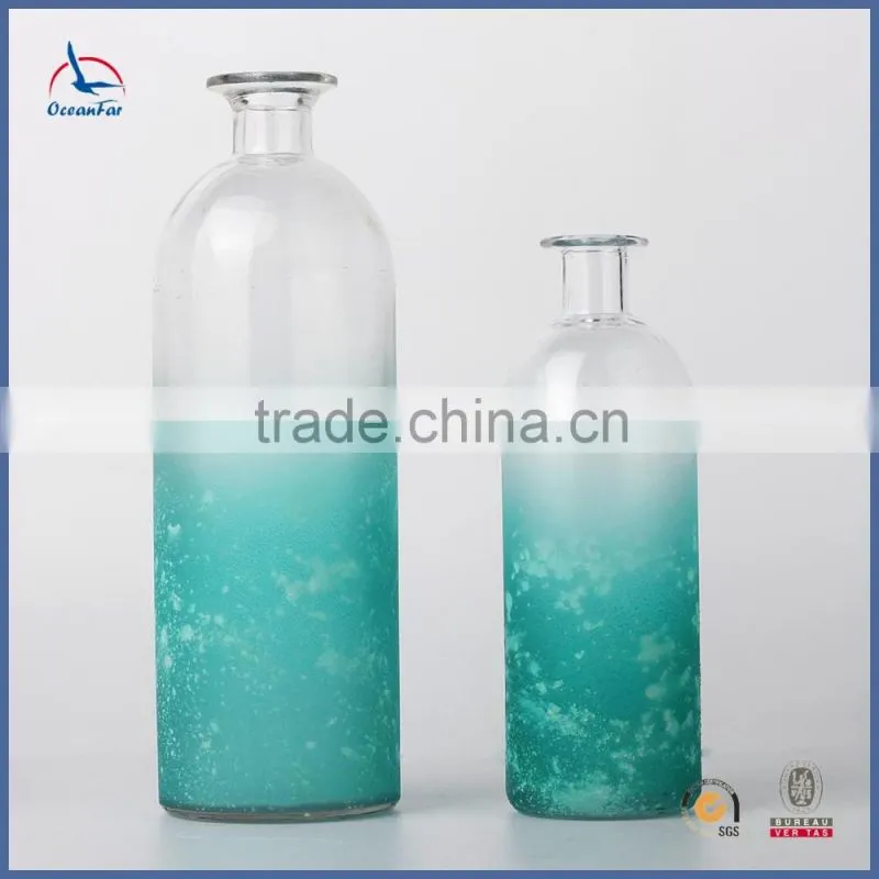 Best Selling Tall Large Color Glass Vase Recycled Frosted Cylinder Vases With Welt Top