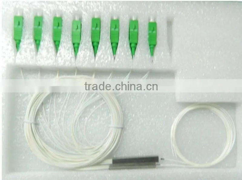Mini type SC APC plc splitter , 1*8 ftth network sc fiber optic splitter