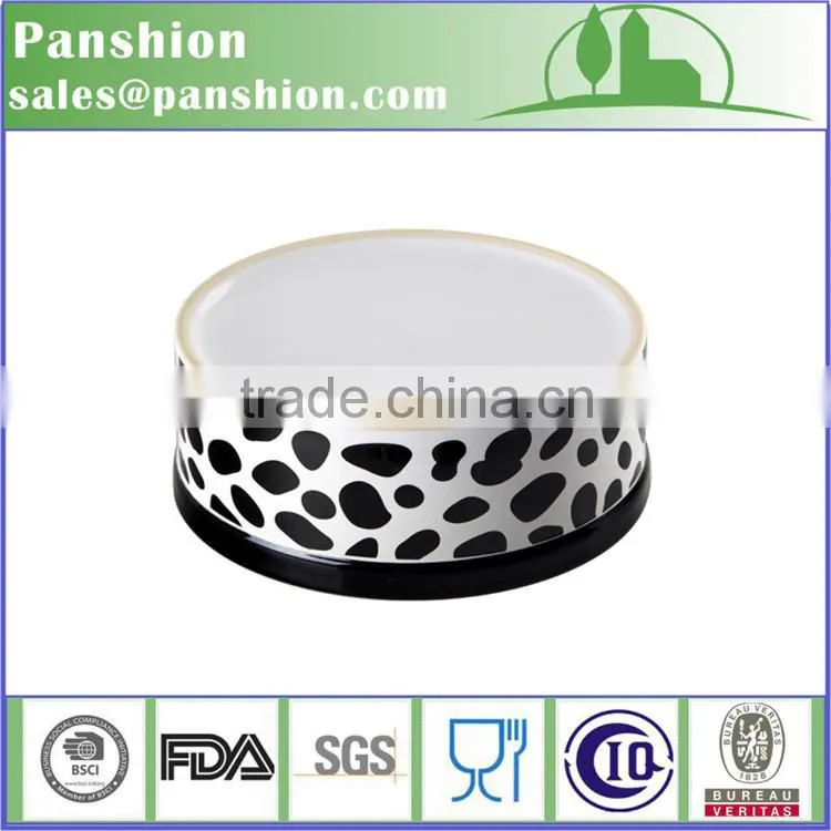 Round shape custom logo ceramic dog feeding bowl