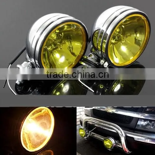6 INCH UNIVERAL ROUND YELLOW BLUE CHROME OFF ROAD FOG LIGHT
