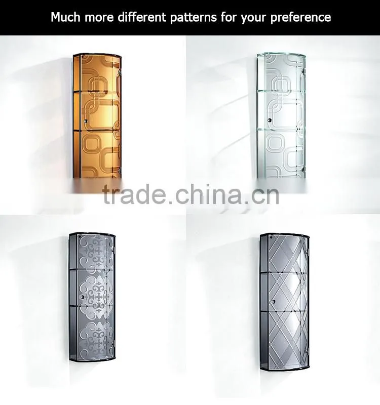 Wall mount glass cabinet decorating living room