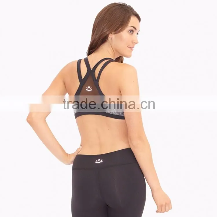 New Trendy Breathable Girl's Pilates Gym Running Sports Bra With Mesh