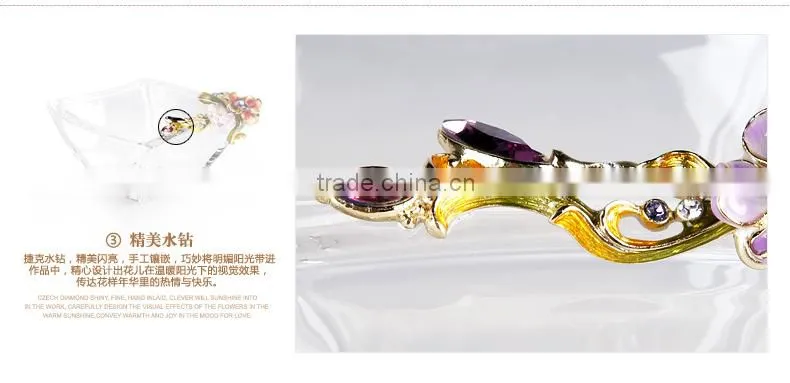 RORO craft gift home decorative metal fruit plate wedding gift and craft crystal decoration