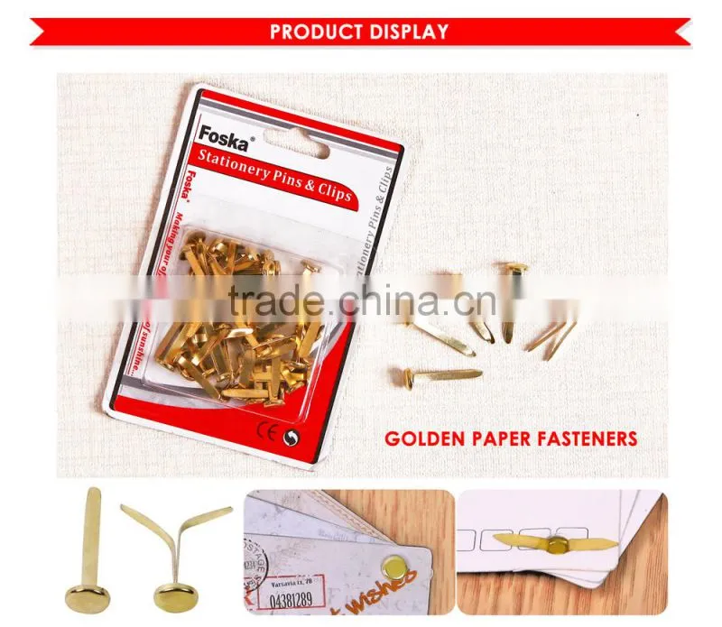 High Quality golden color round head paper fasteners for wholesale