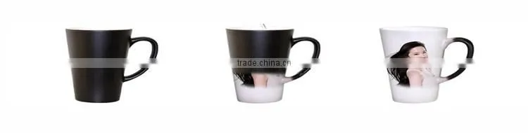 New wholesale ceramic blank 12 oz conical sublimation temperature changing mugs