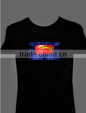 superman sound activated flash T-shirt with EL light panel