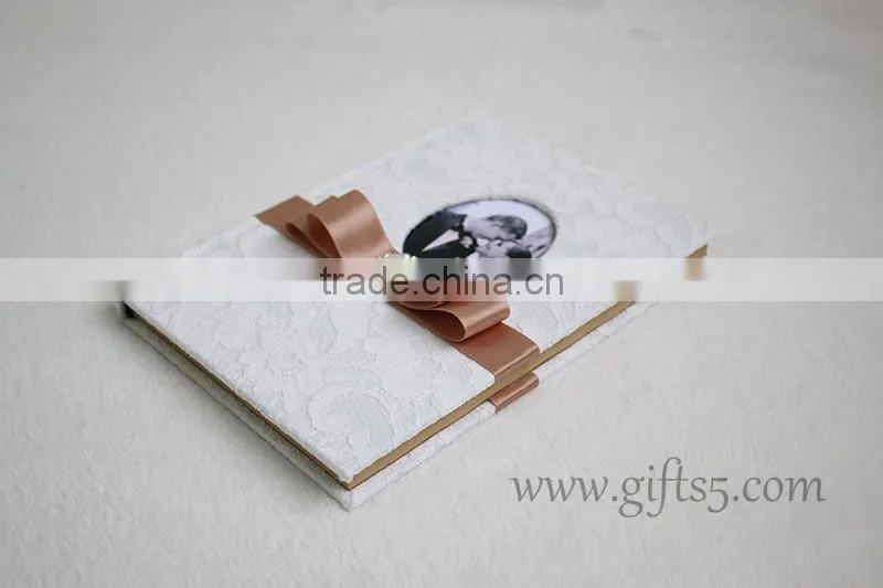 Classical and top quality lace white wedding guest book