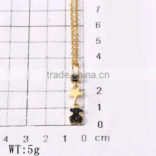 New modern model delicate design black bear crystal gold chain necklace for christmas gift