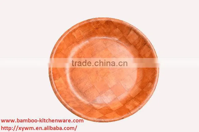 Big Woven Wooden Serving Teak Bowl