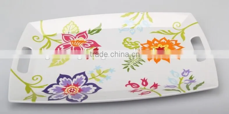 melamine rectangle tray with handles