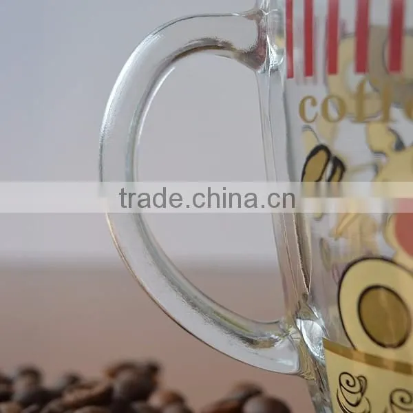 Cafe glass cup with handle for sale