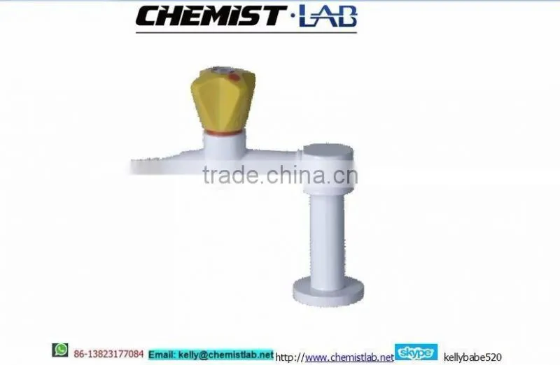 small size chemical resistant bench-top mounted laboratory solid brass double-head gas cock