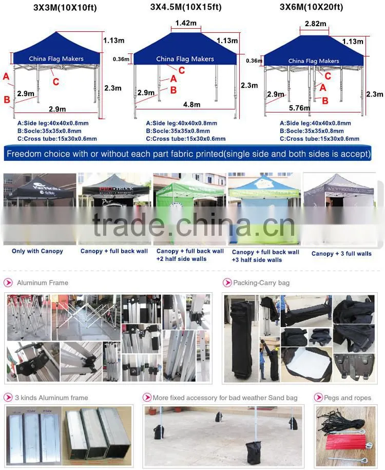 outdoor advertise event decoration display 3 x 3 m tent