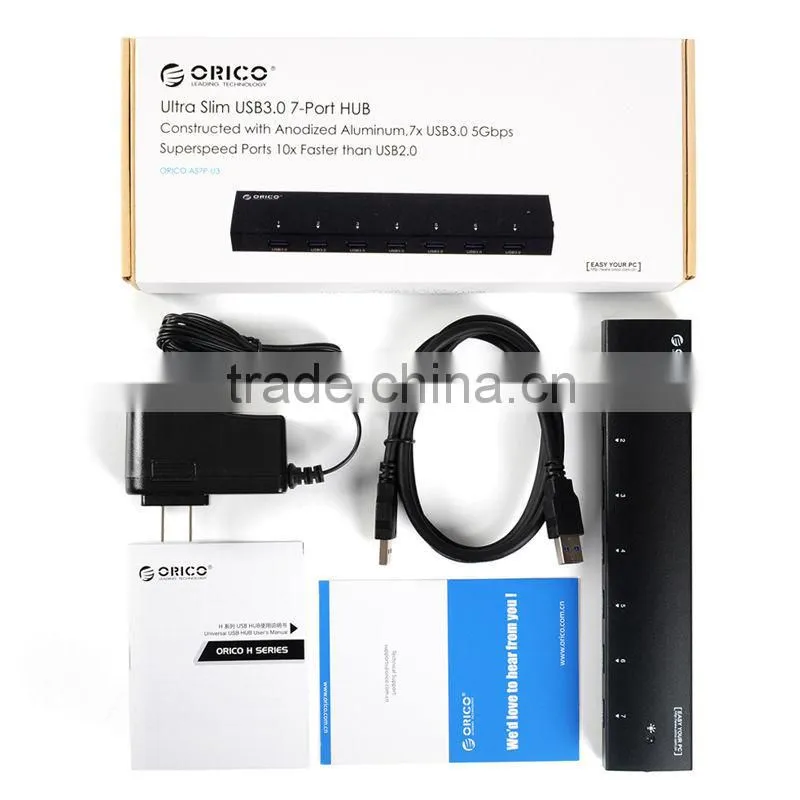 Wholesale OEM 7 Ports USB 3.0 Hub with Power Adapter,superspeed usb hub
