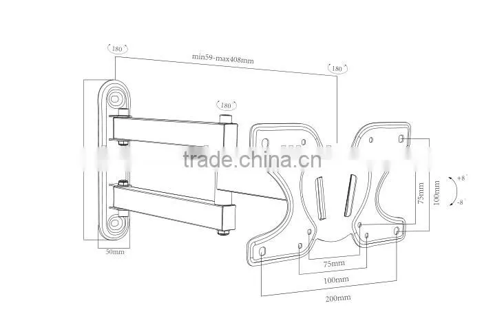 180 degrees swivel tv wall mount, vesa 200x100 wall mount