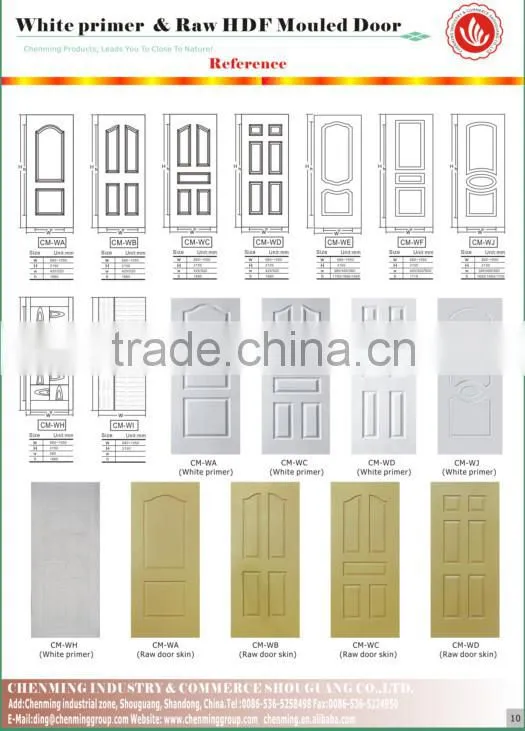 Wood grain white primer molded door skin