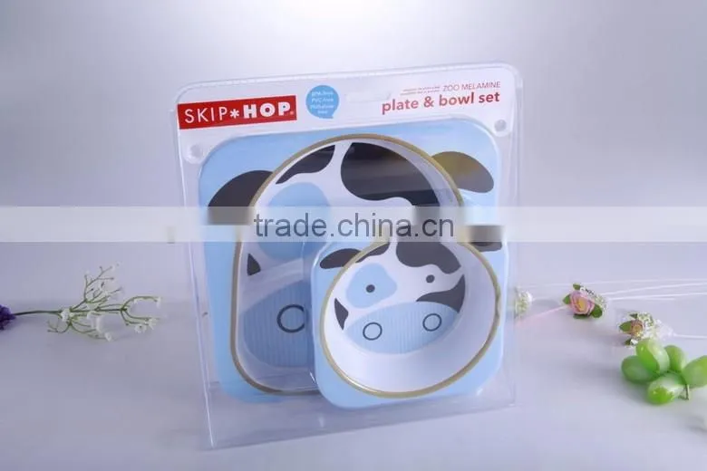 Cow design melamine dinner set for children , bowl and plate set for children, melamine dinner square set