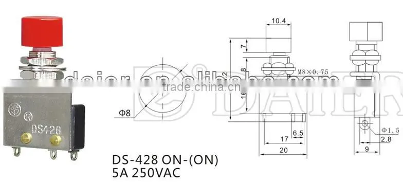DS-428 8mm red button microswitch