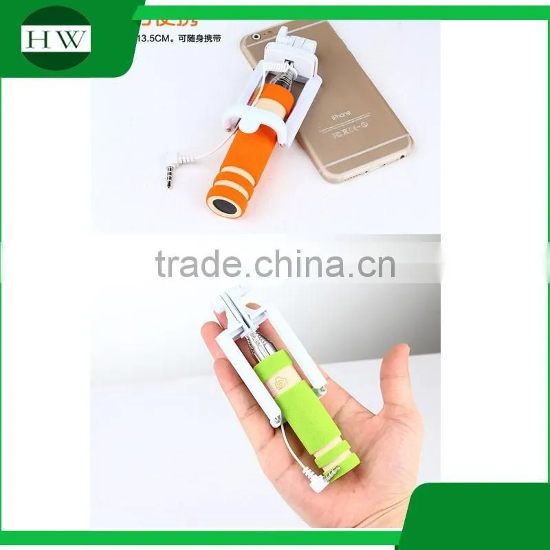 mini pocket foldable monopod foldable selfie stick 2015 monopod selfie stick with cable for mobile phone and digital camera