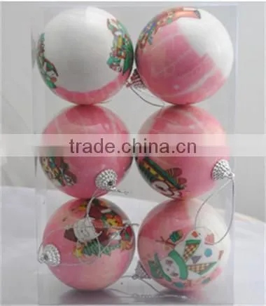 Different design and color christmas balls for christmas tree / 4 color printing christmas ball / LED plastic christmas ball