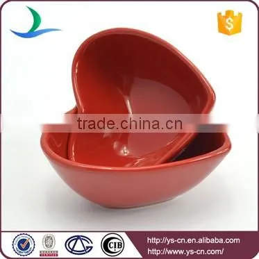 YSb0029 Custom logo mini red ceramic heart shape bowl
