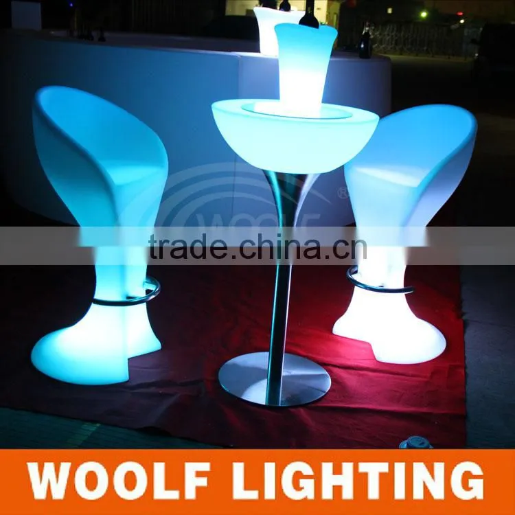 modern illuminated RGB high table LED round cocktail table