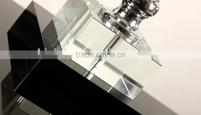 Modern concise design clear K9 crystal table lamp with white color fabric lampshade