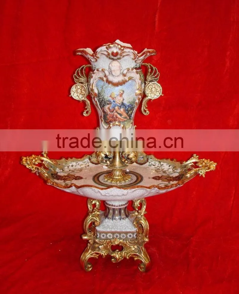 Elegant White Handicraft Ceramic Flower Receptacle with Lady dancing