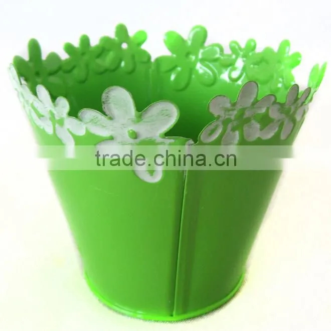 Sweet lacy home decor metal mini flower pot